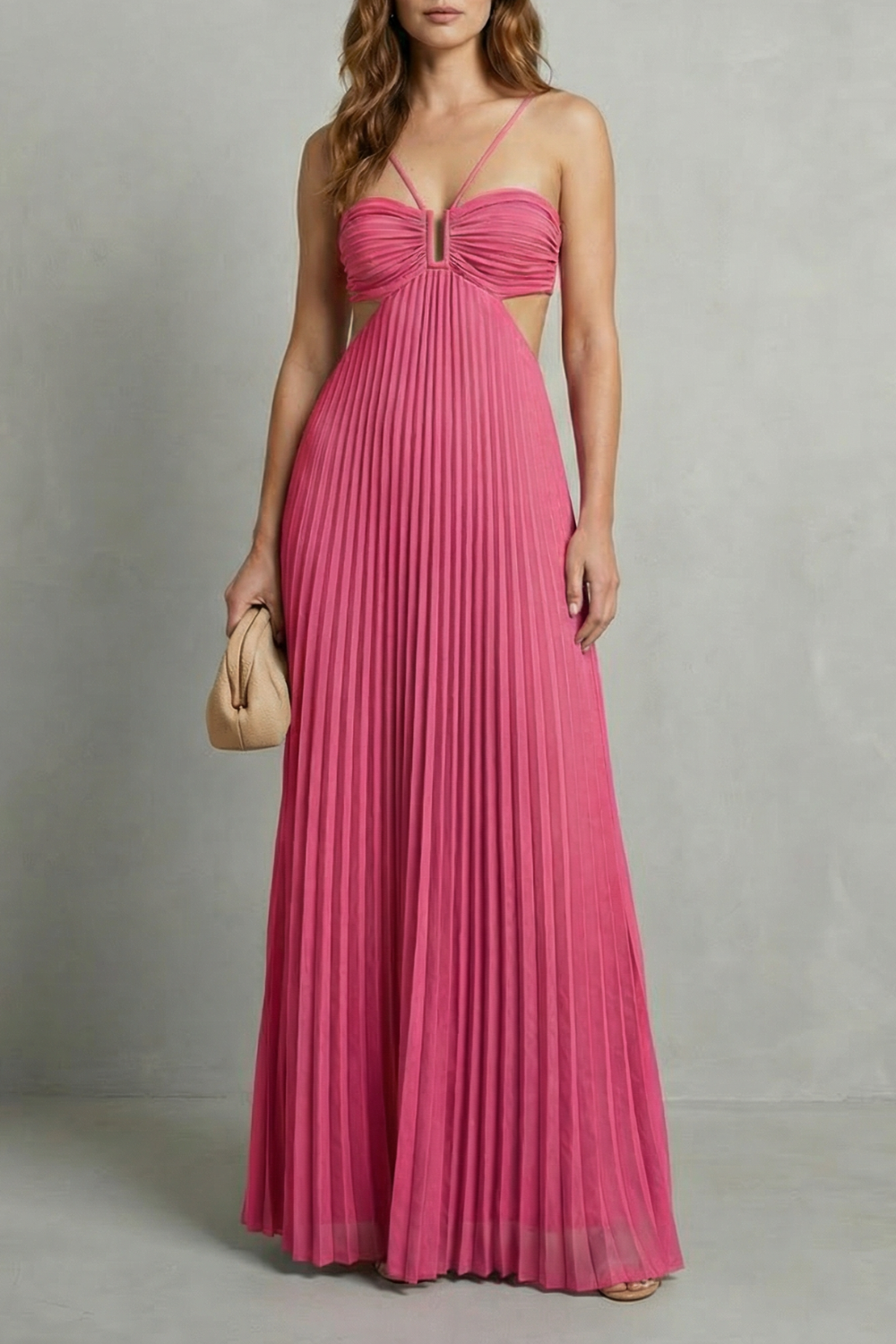 Pleated halter elegance – Maxi dress