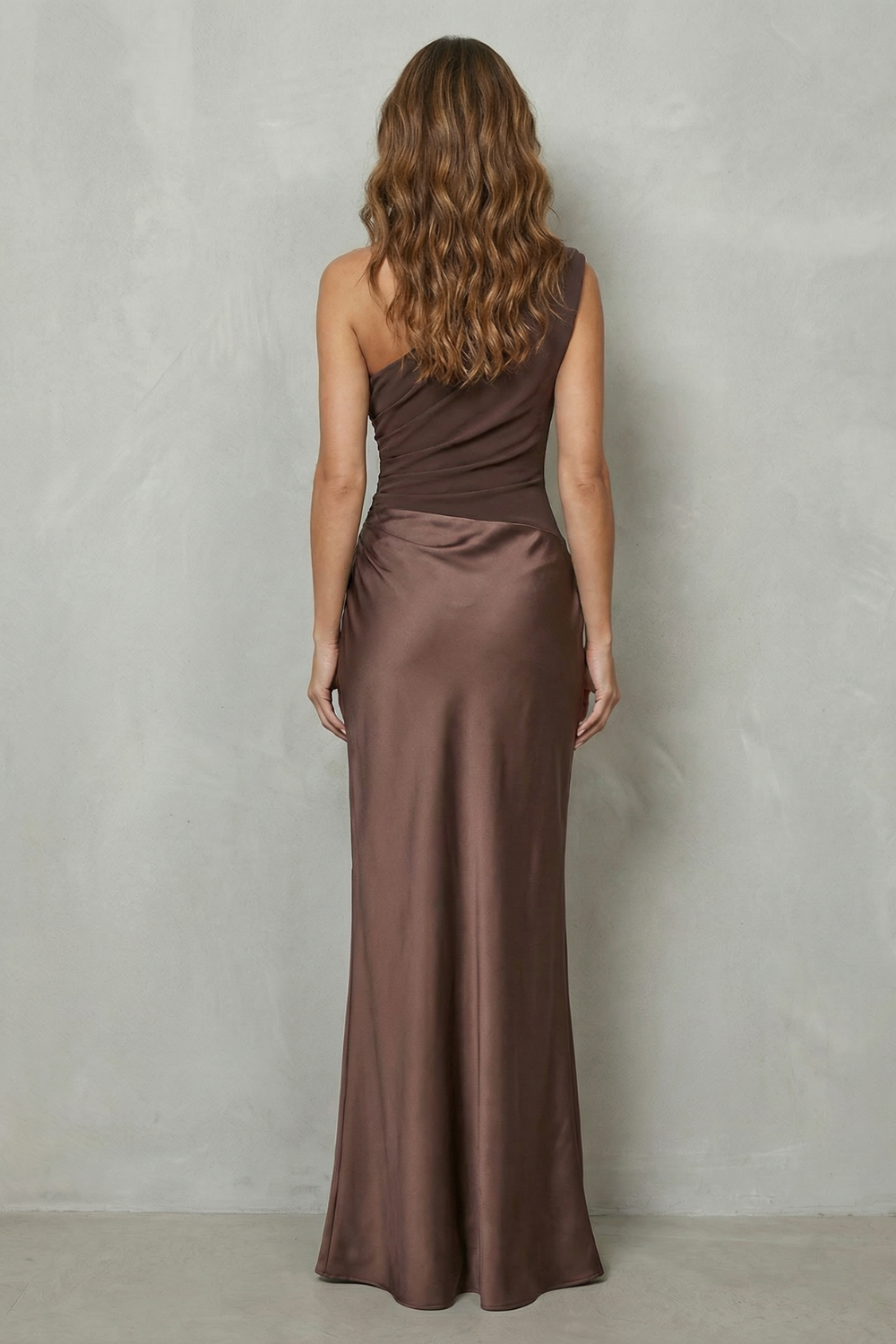Asymmetric satin drape – Evening gown