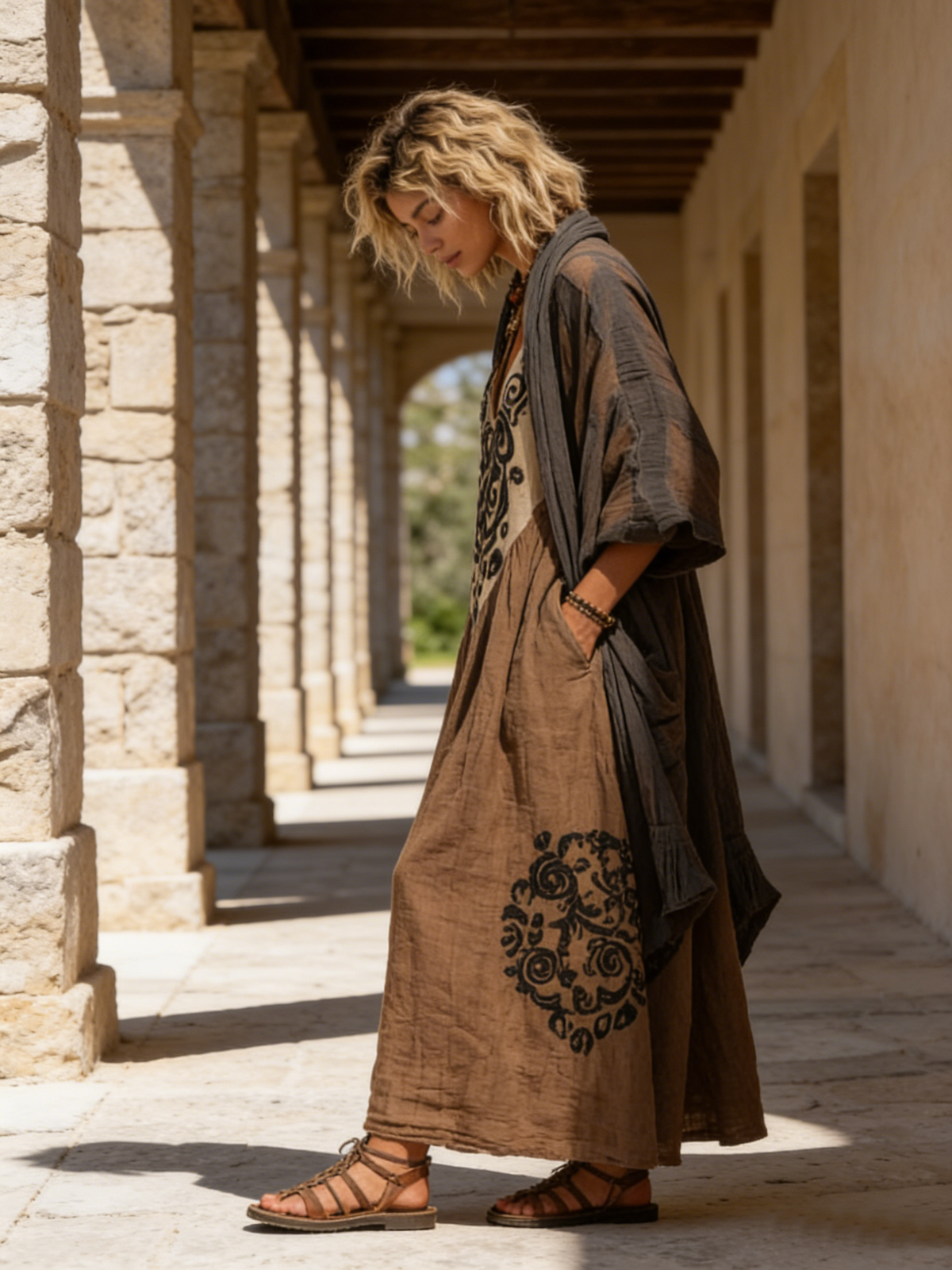 Boho Retro Loose Linen Cotton Two-piece Set