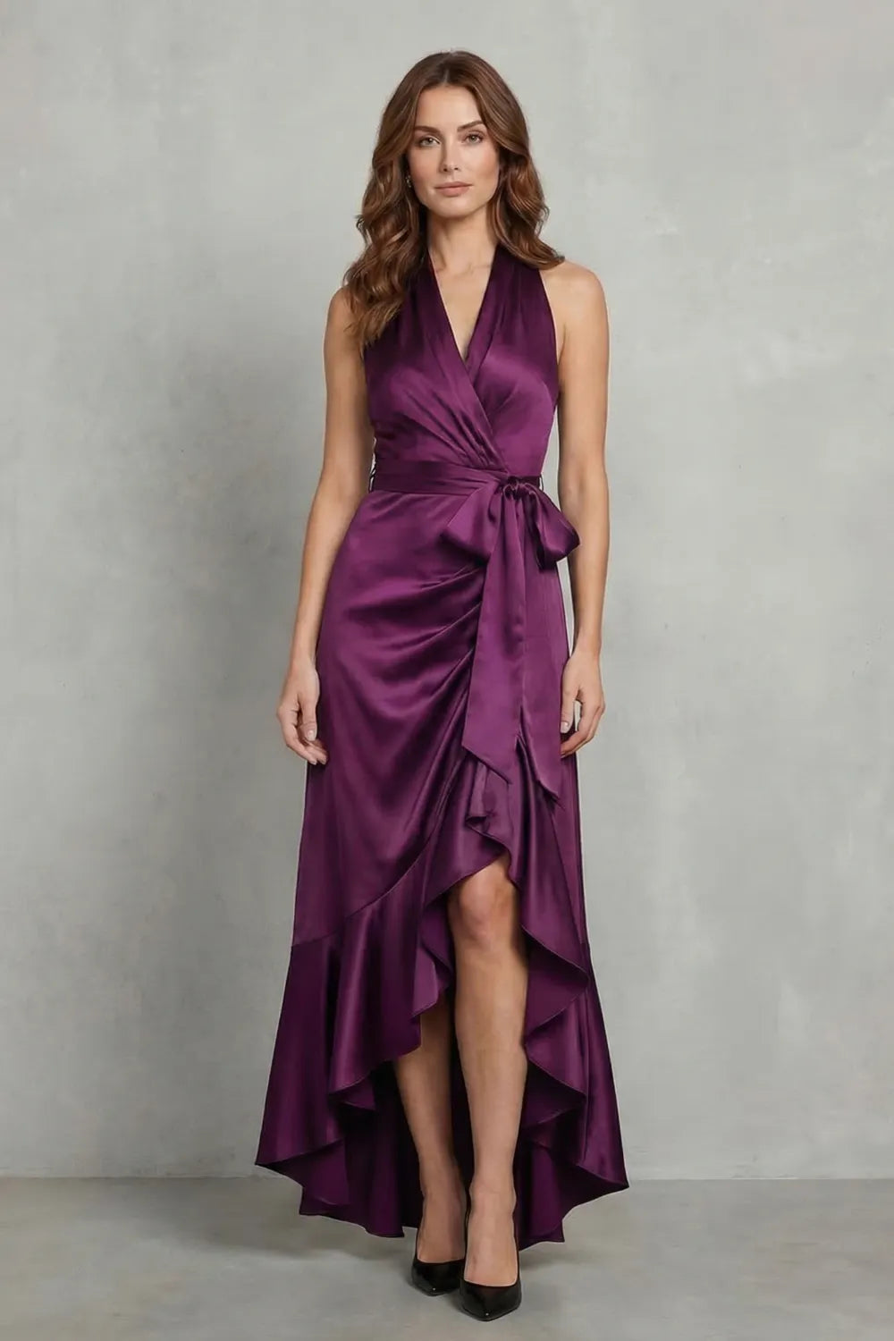 Satin draped silhouette – Evening maxi dress