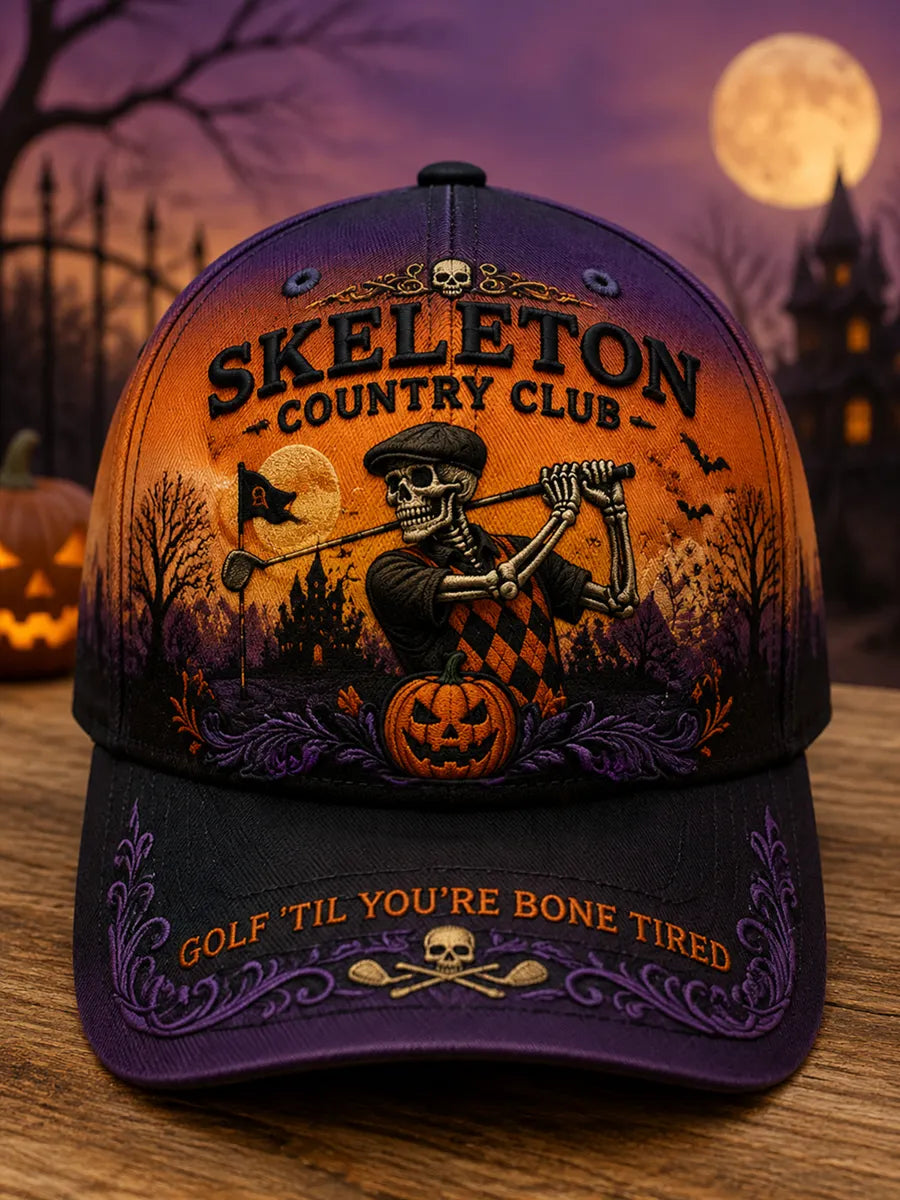 Skeleton Country Club Halloween Print Casual Cap