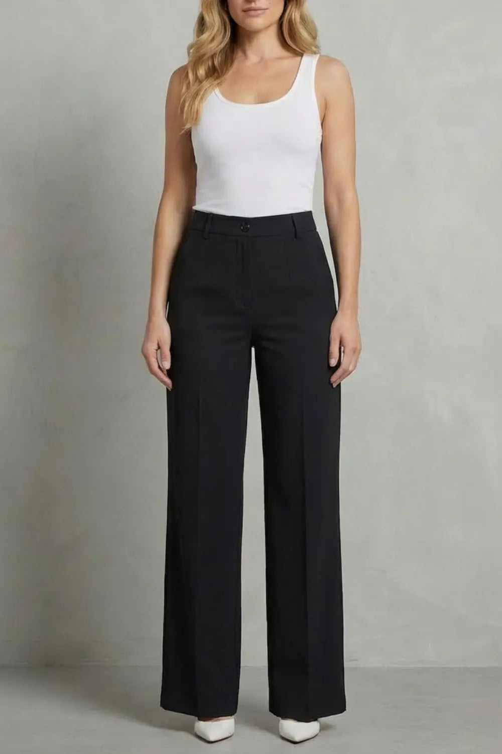 Sleek tailoring – High-waist straight-leg trousers
