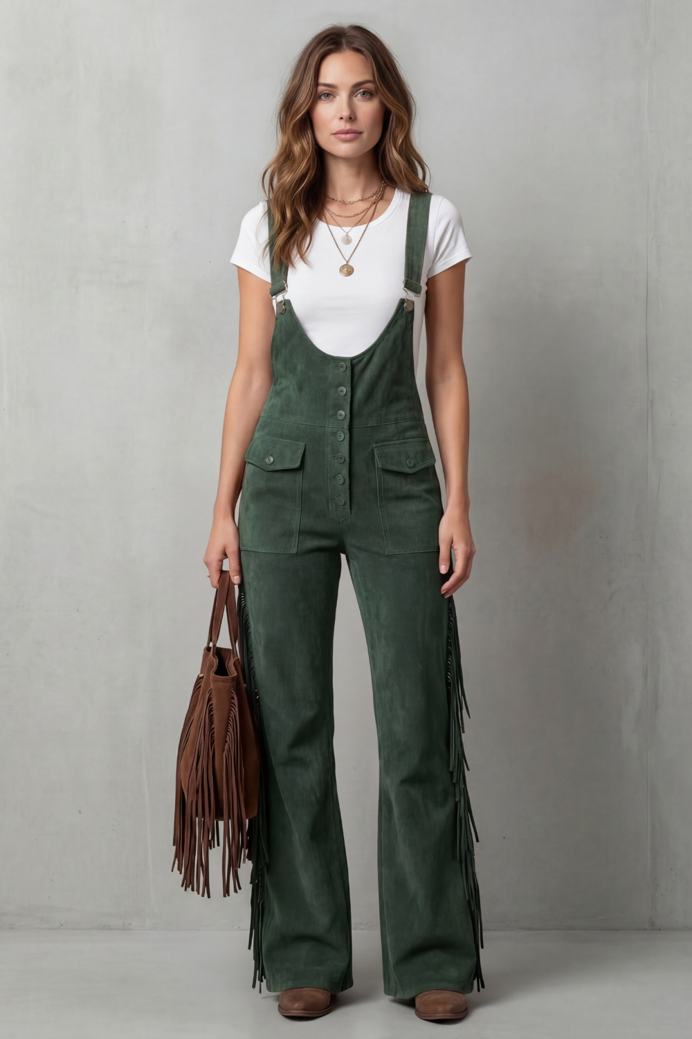 Western fringe detail – Flared overalls