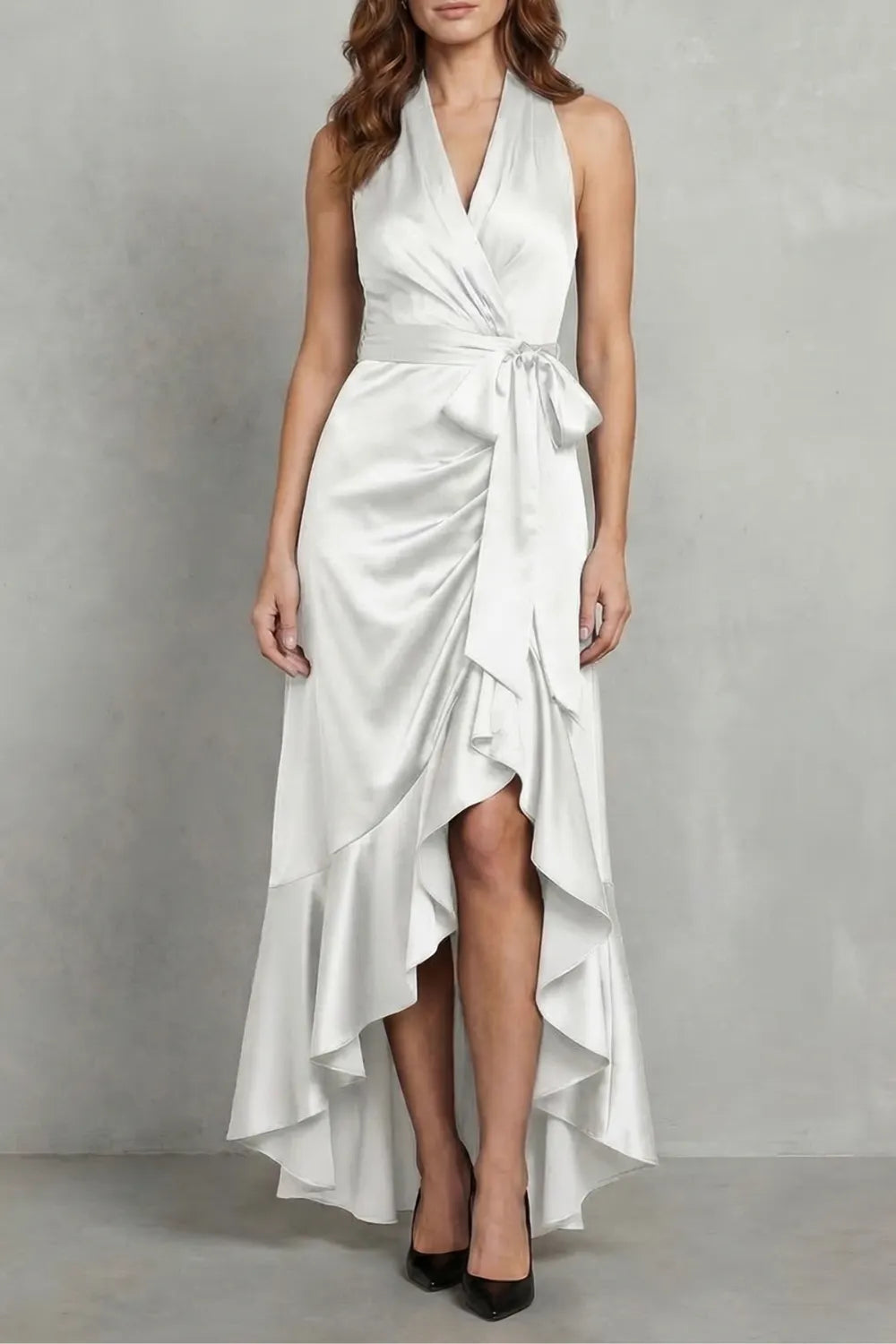 Satin draped silhouette – Evening maxi dress