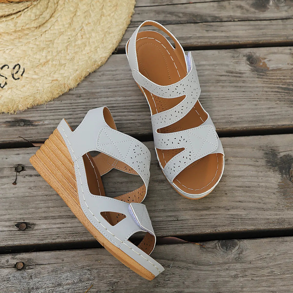 Women's Summer Solid Color Plus Size Thick Sole Sandals