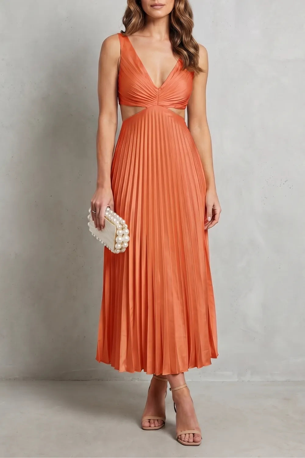 Pleated waist elegance – Maxi dress