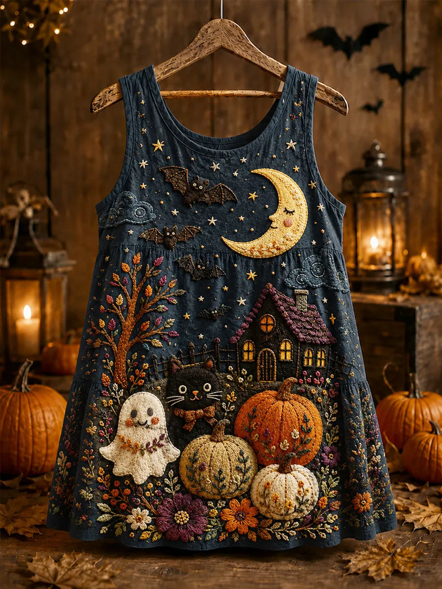 Women's Halloween Ghost Floral Print Sleeveless Tank Top