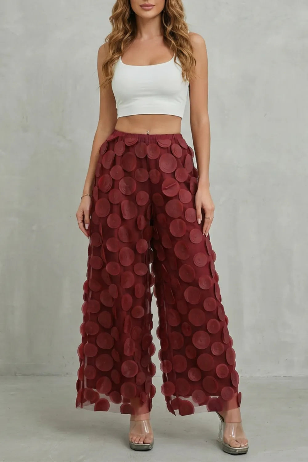 3D circle appliqué – Wide-leg trousers
