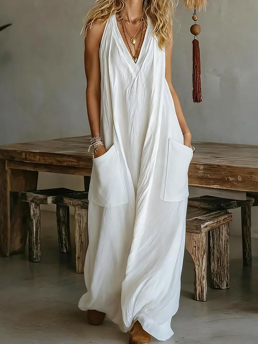 Women's Casual Pocket Suspender Dress
