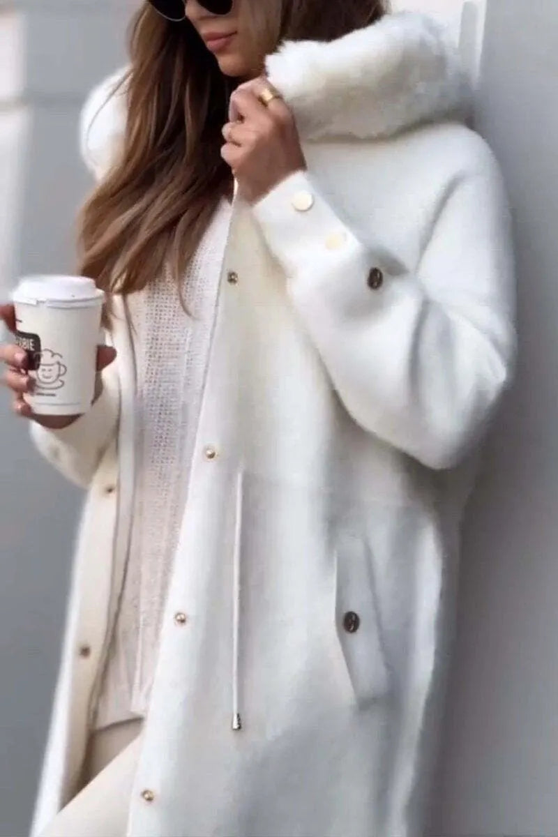 Winter Solid Color Zip-up Hooded Warm Coat