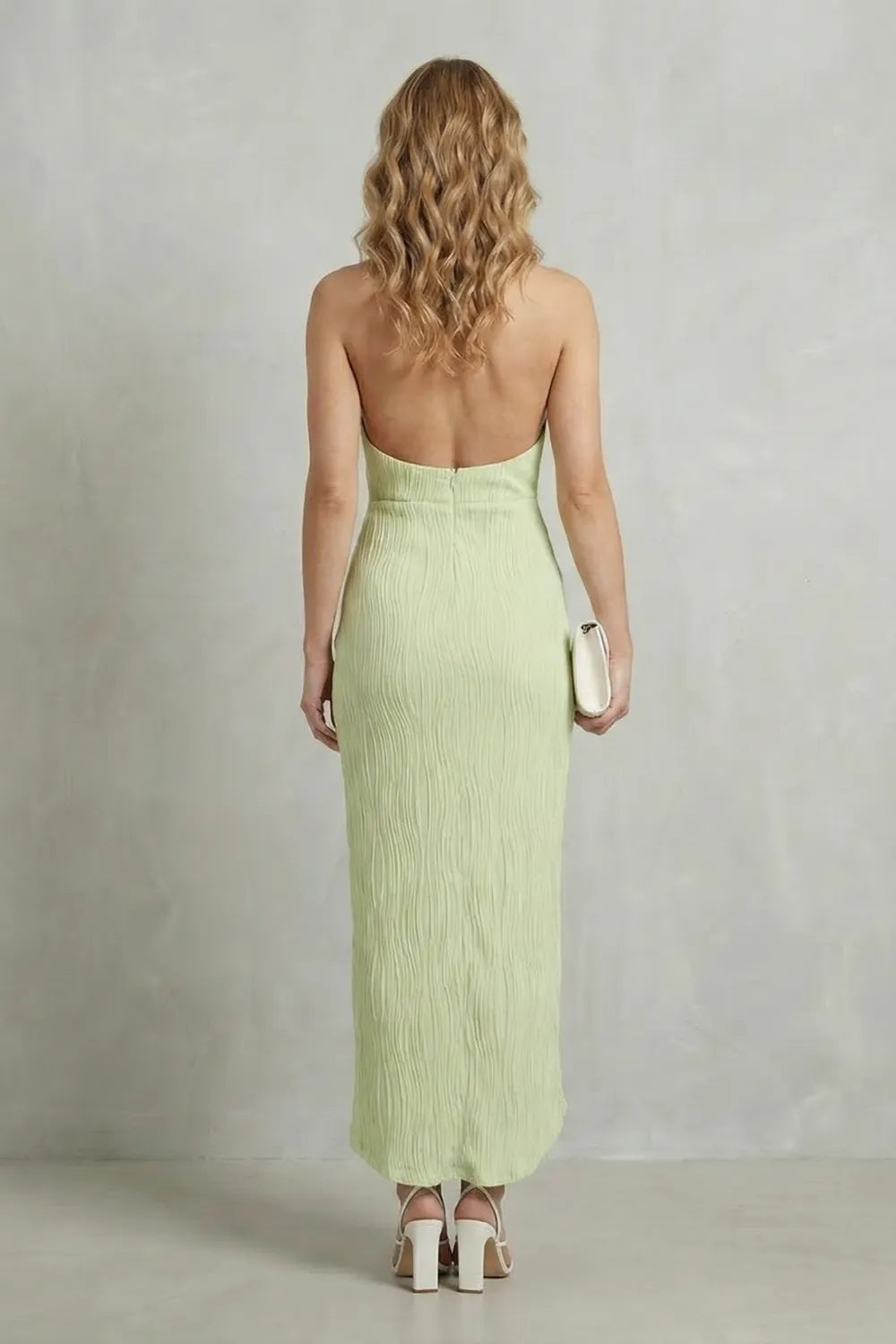Pleated backless allure – Maxi dress