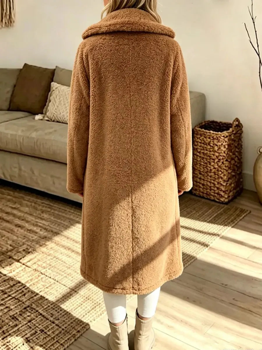 Retro Warm Art Button Cashmere Casual Stylish Lapel Long Sleeve Coat