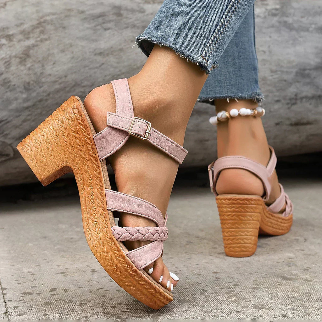 BRAIDED STRAP PLATFORM SANDALS