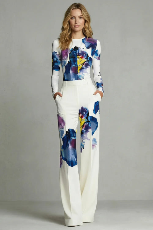 Artistic colourblock elegance – Top and trouser set