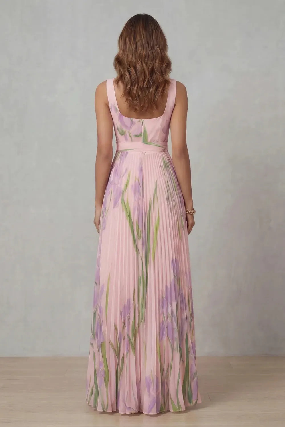Watercolor floral – Pleated maxi dress