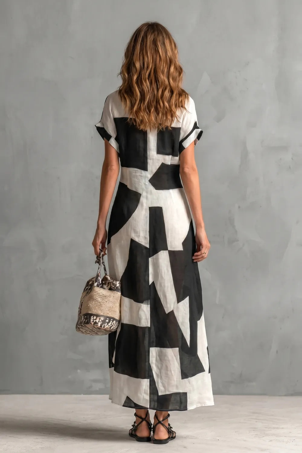 Abstract geometric print – Maxi shirt dress