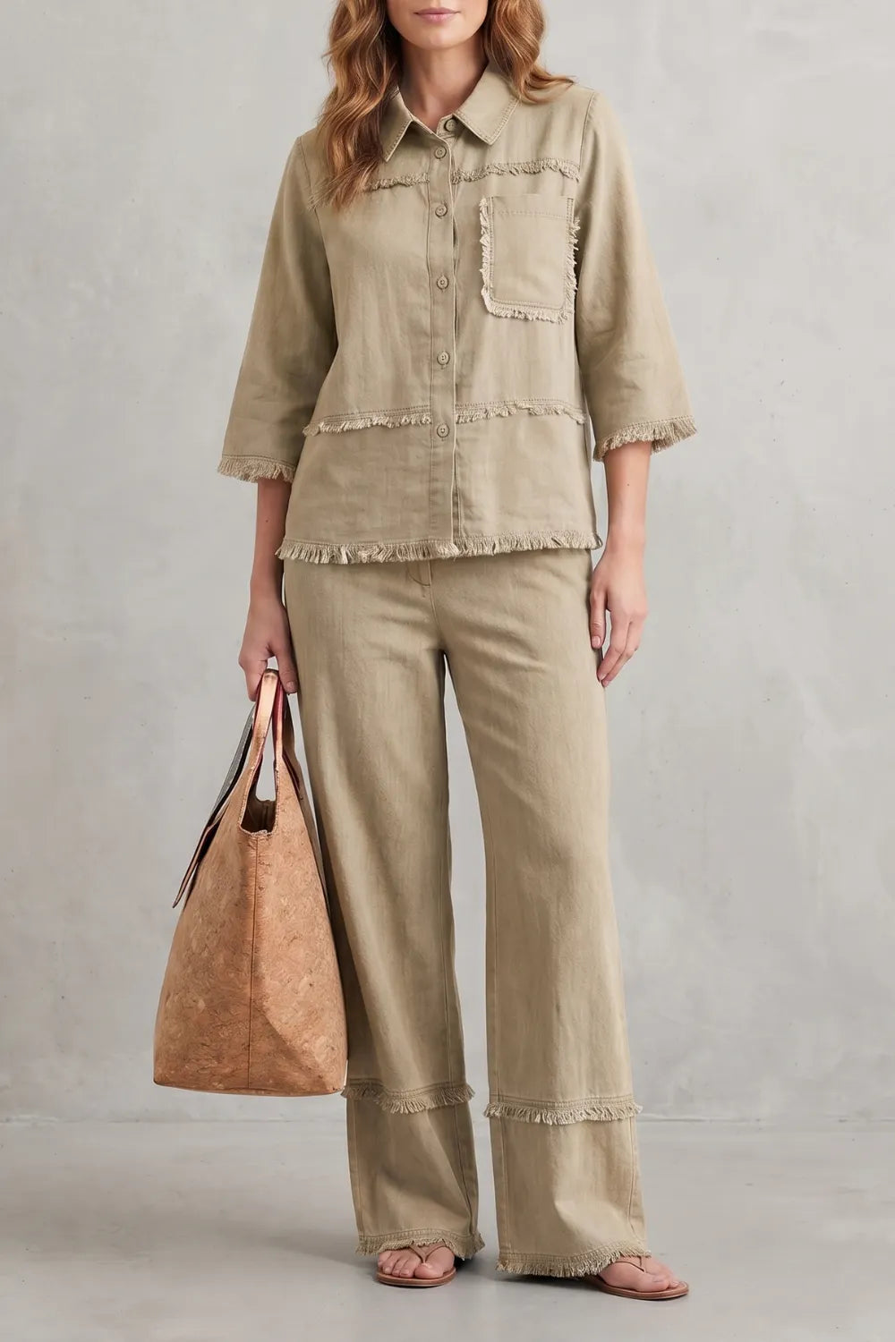 Relaxed linen-inspired style – Trouser set