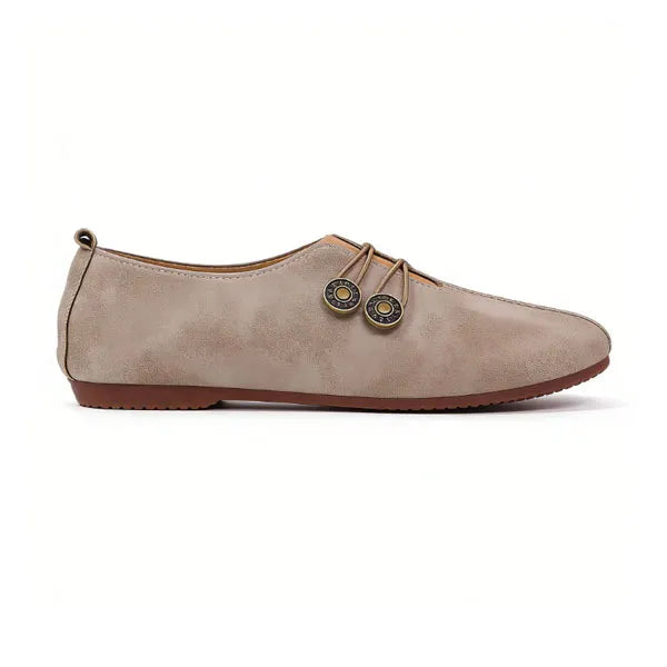 Women's Elegant soft sole round toe buckle decoration Flat Shoes