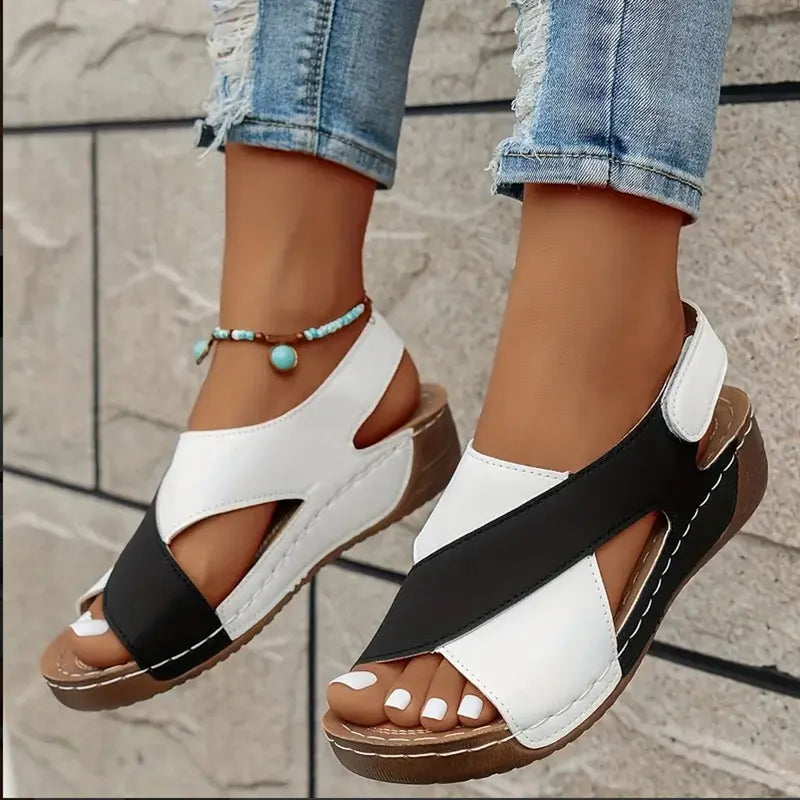 Women's New Vintage Solid Color Summer Wedge Sandals