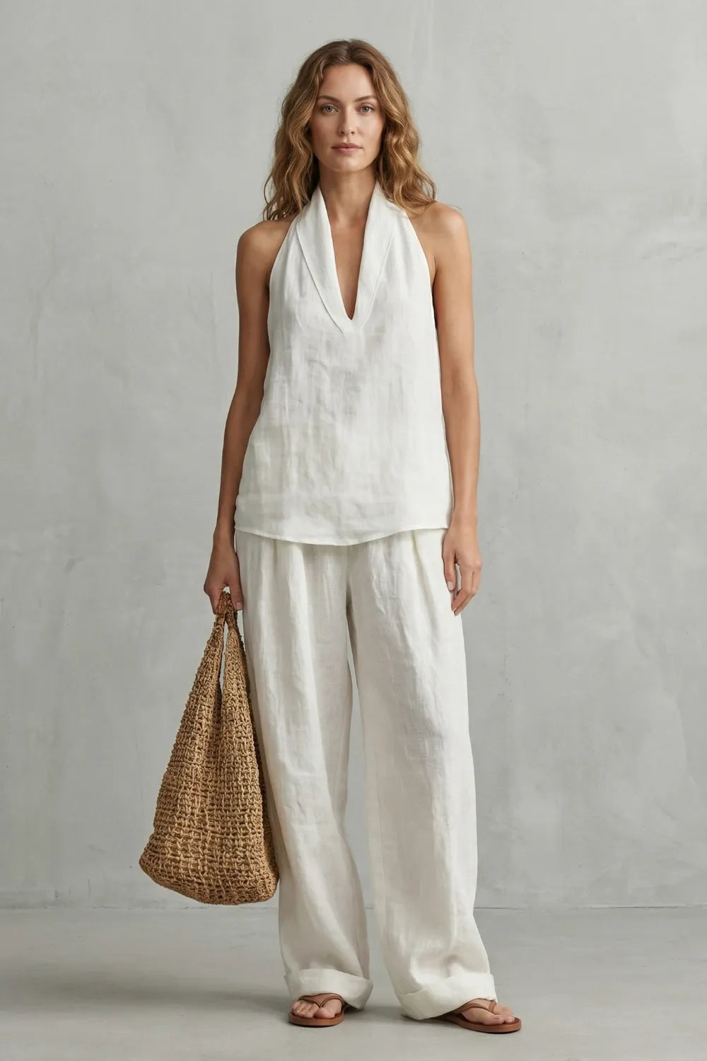 Relaxed linen allure – Top and trouser set
