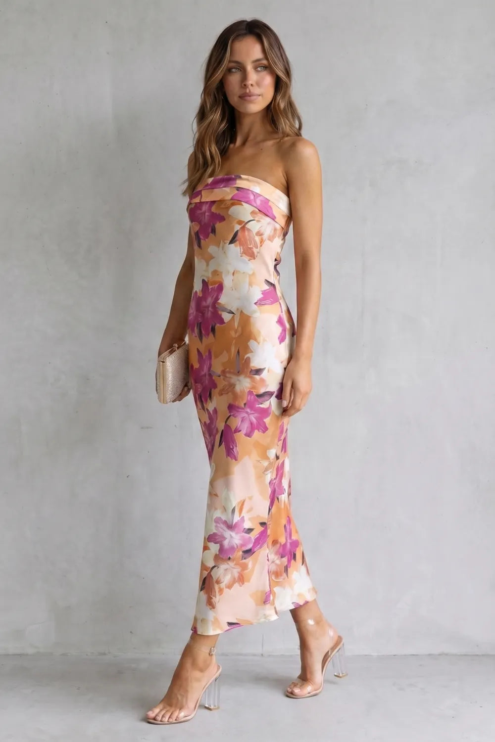 Strapless floral elegance – Maxi dress