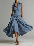 Women's Minimalist Shirt Collar Dress