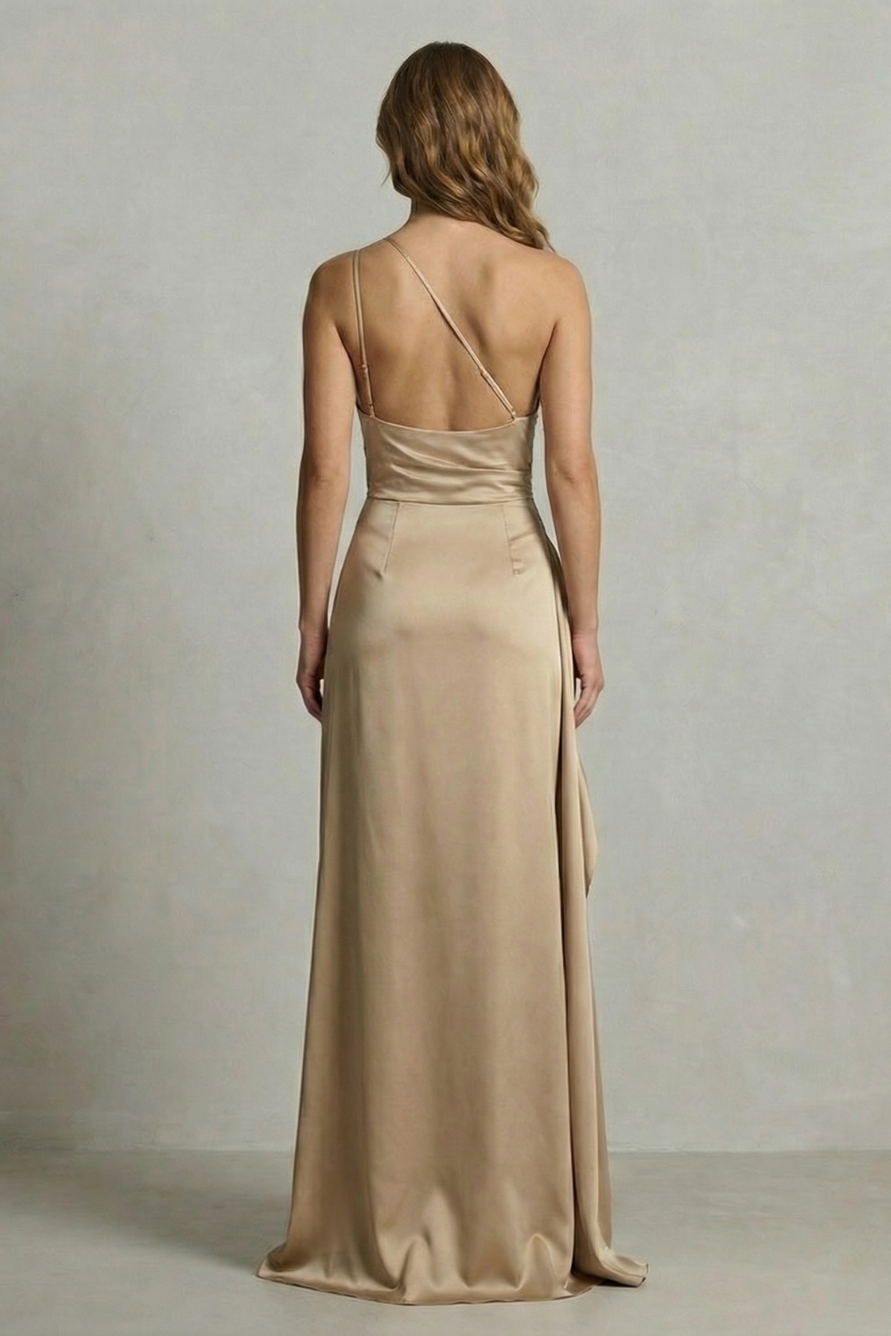 Liquid satin allure – One shoulder maxi dress