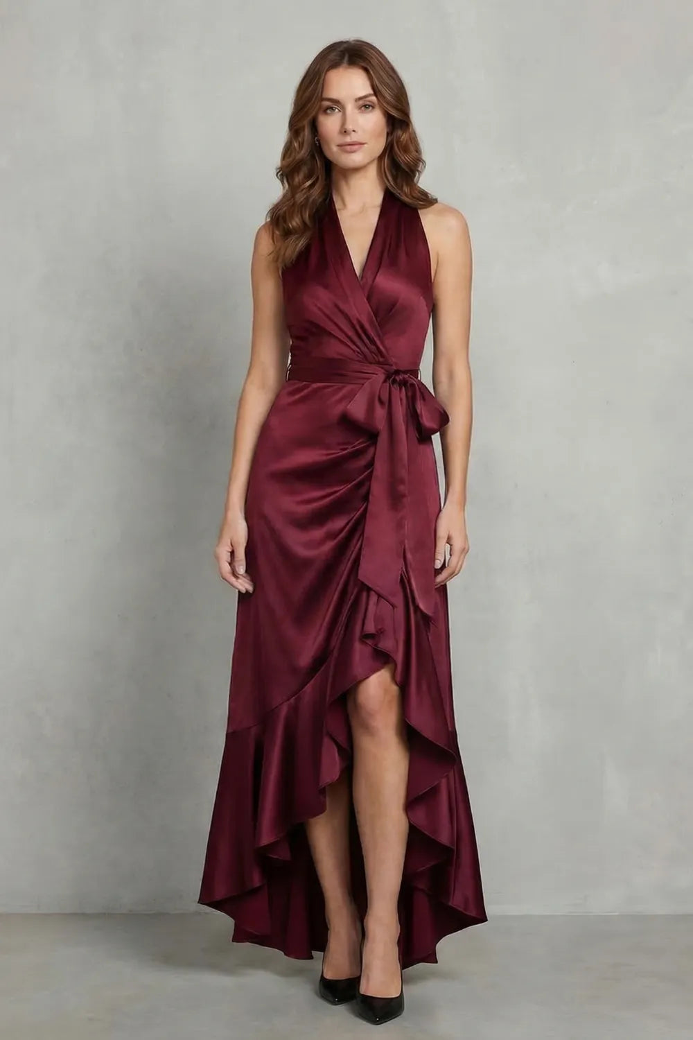 Satin draped silhouette – Evening maxi dress