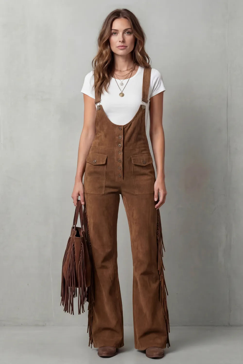 Western fringe detail – Flared overalls