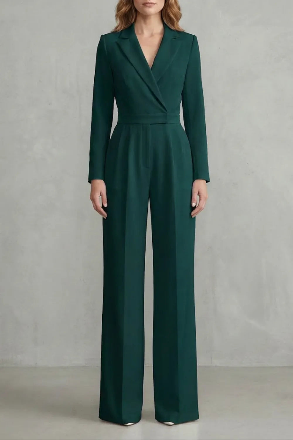 Slant-breasted Mid-waist Pantsuit – Elegant Commuter Jumpsuit