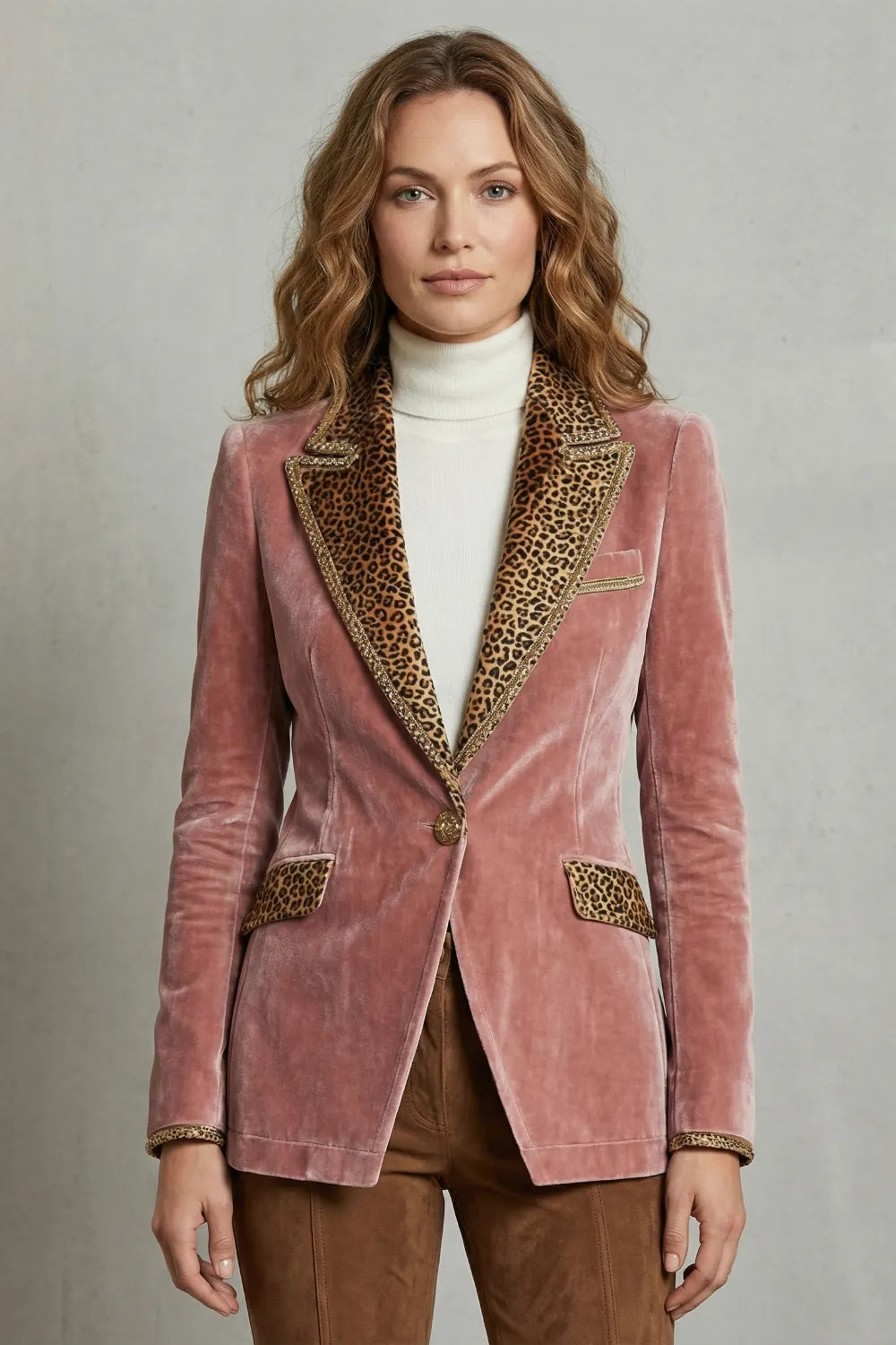 Leopard contrast elegant cut – Velvet blazer