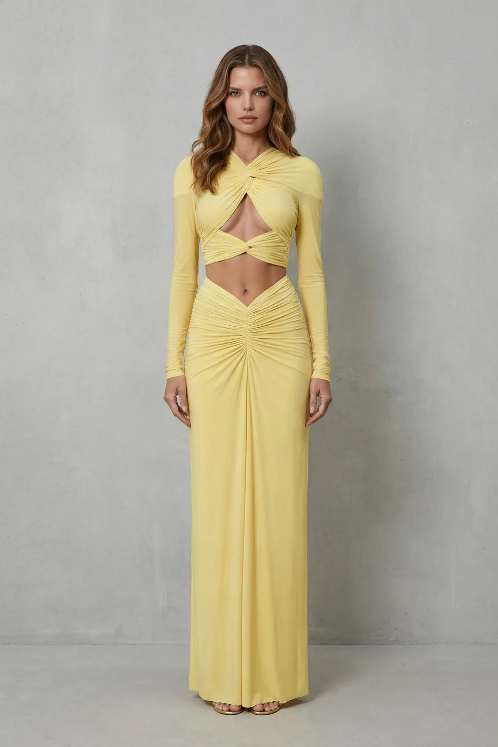 Radiant allure – Women’s Ruched Cutout Skirt Set