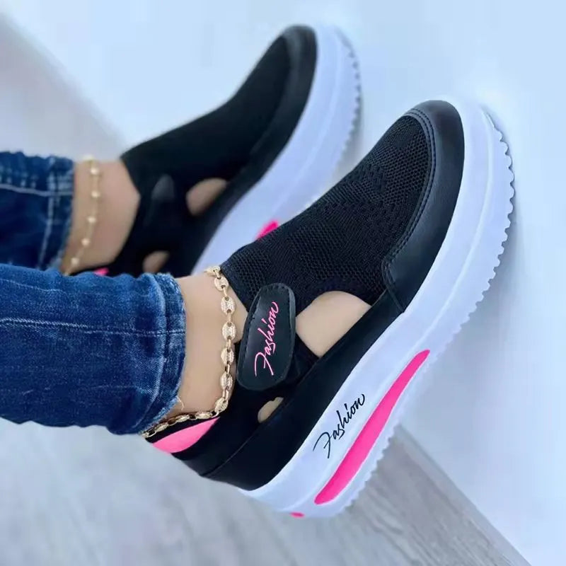 Women's Casual Single Shoes, New Spring/Summer Style, Flat, Flyknit, Breathable Mesh Shoes