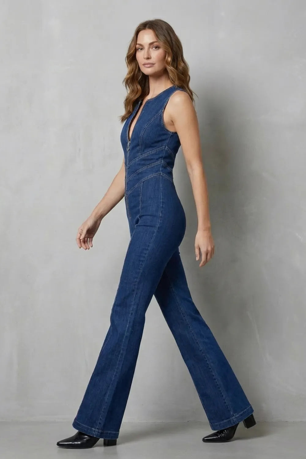 Zip front sculpt – Denim jumpsuit