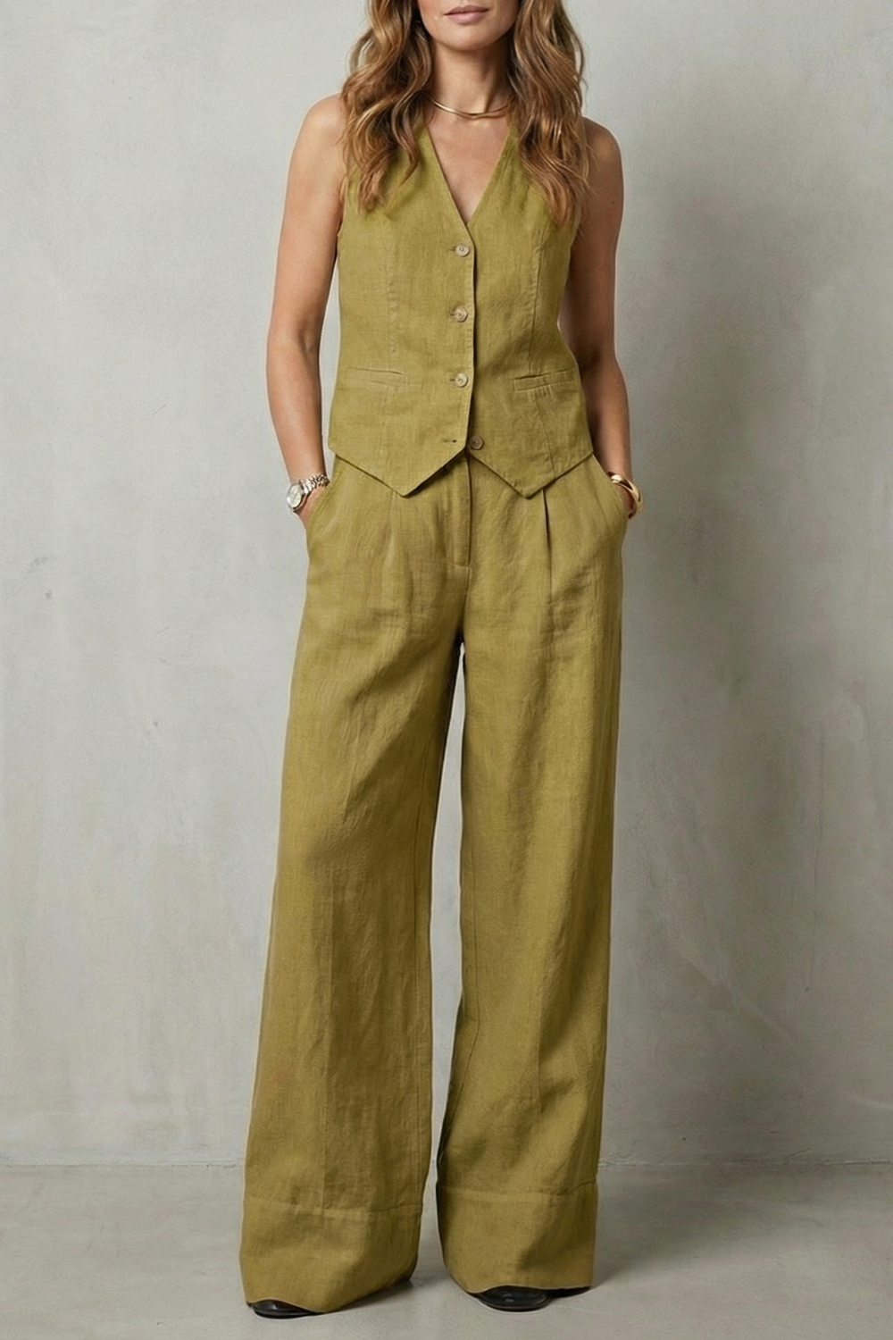 Relaxed tailored elegance – Vest and pants set