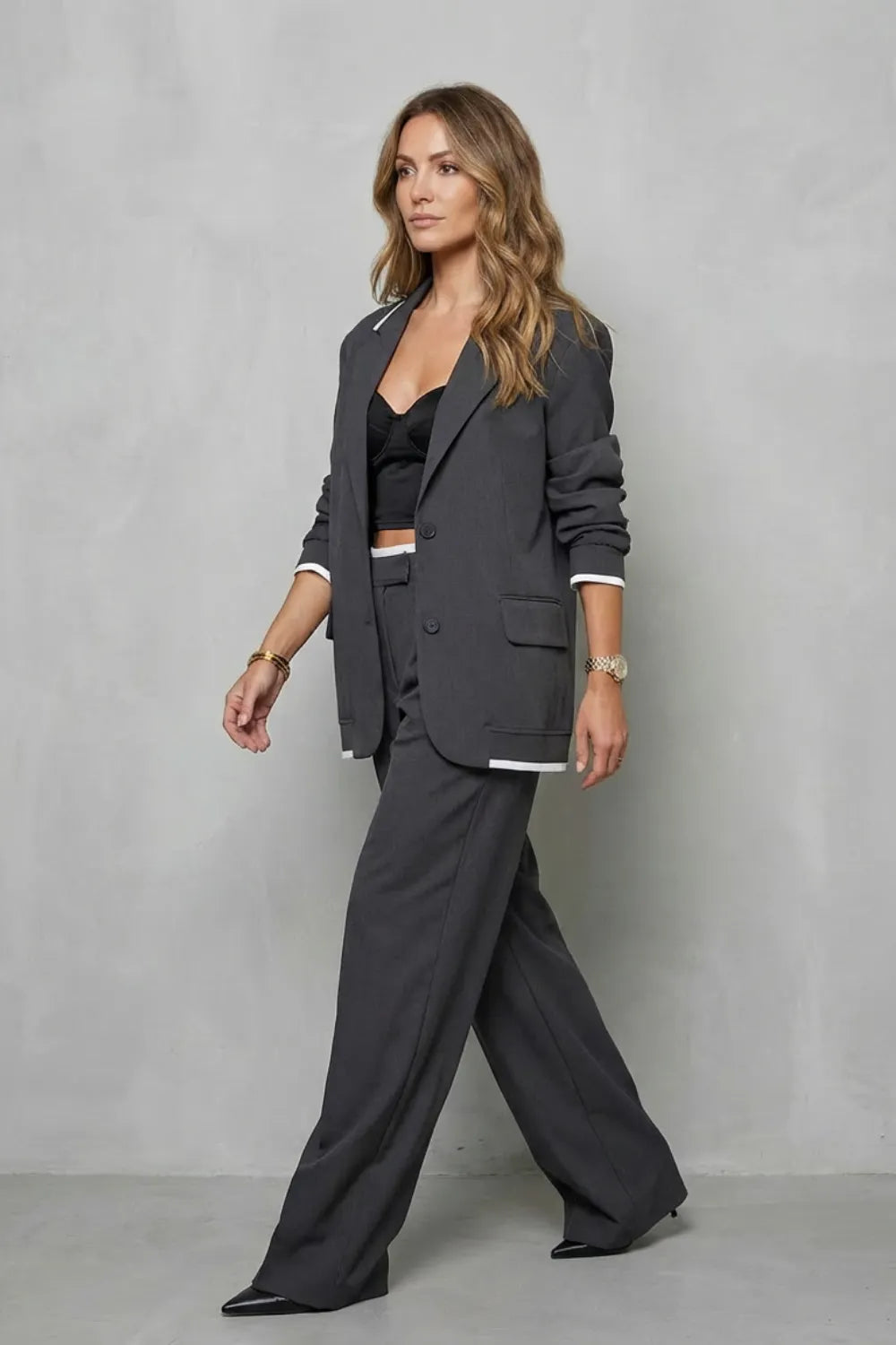 Elegant Wide-Leg Pantsuit Set – Two-Piece Power Look