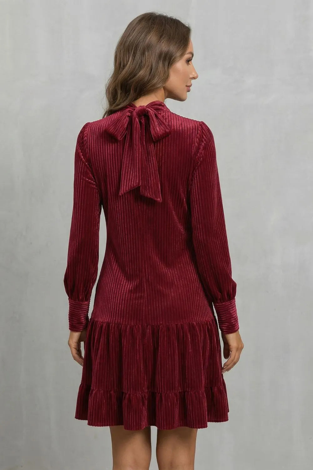 Bow tie detail – Velvety Corduroy mini dress