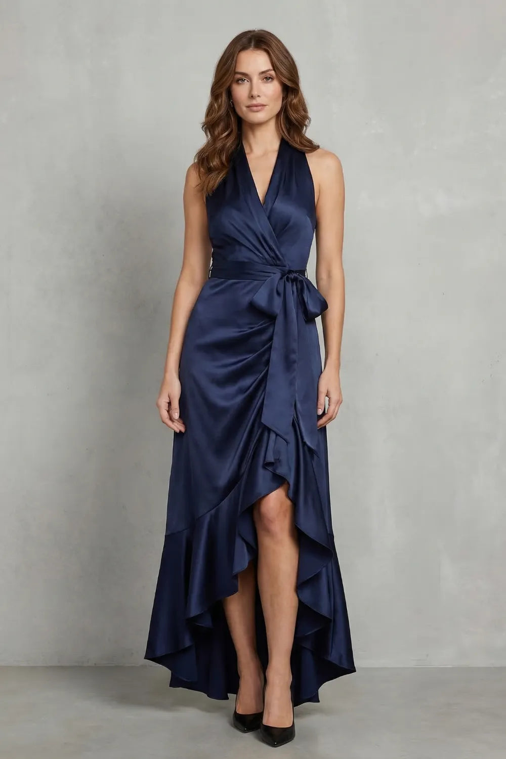 Satin draped silhouette – Evening maxi dress