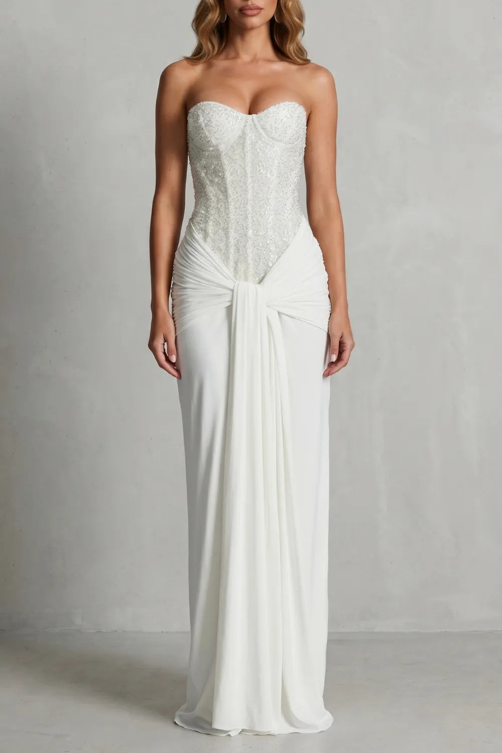 Draped satin elegance – Maxi dress