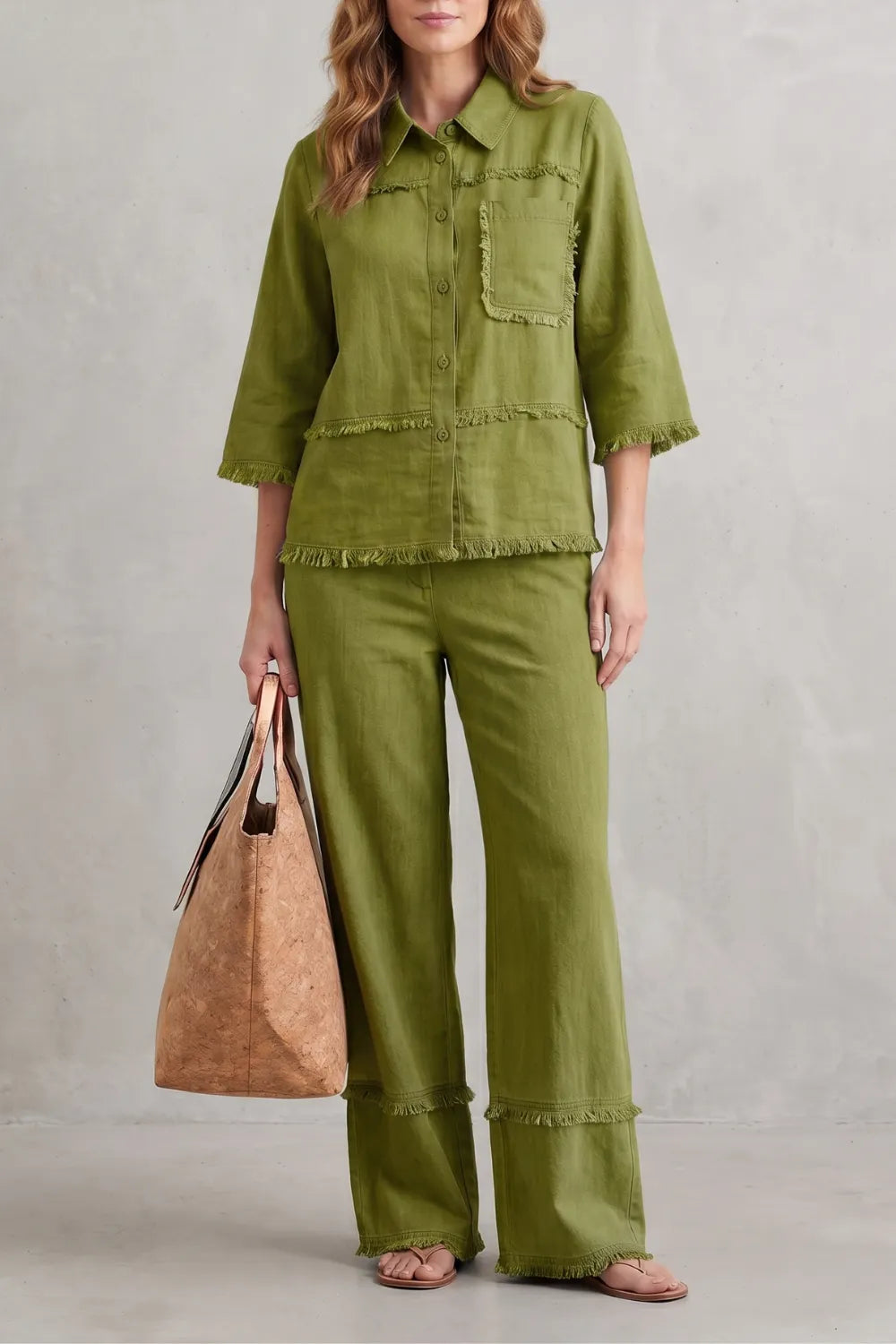 Relaxed linen-inspired style – Trouser set