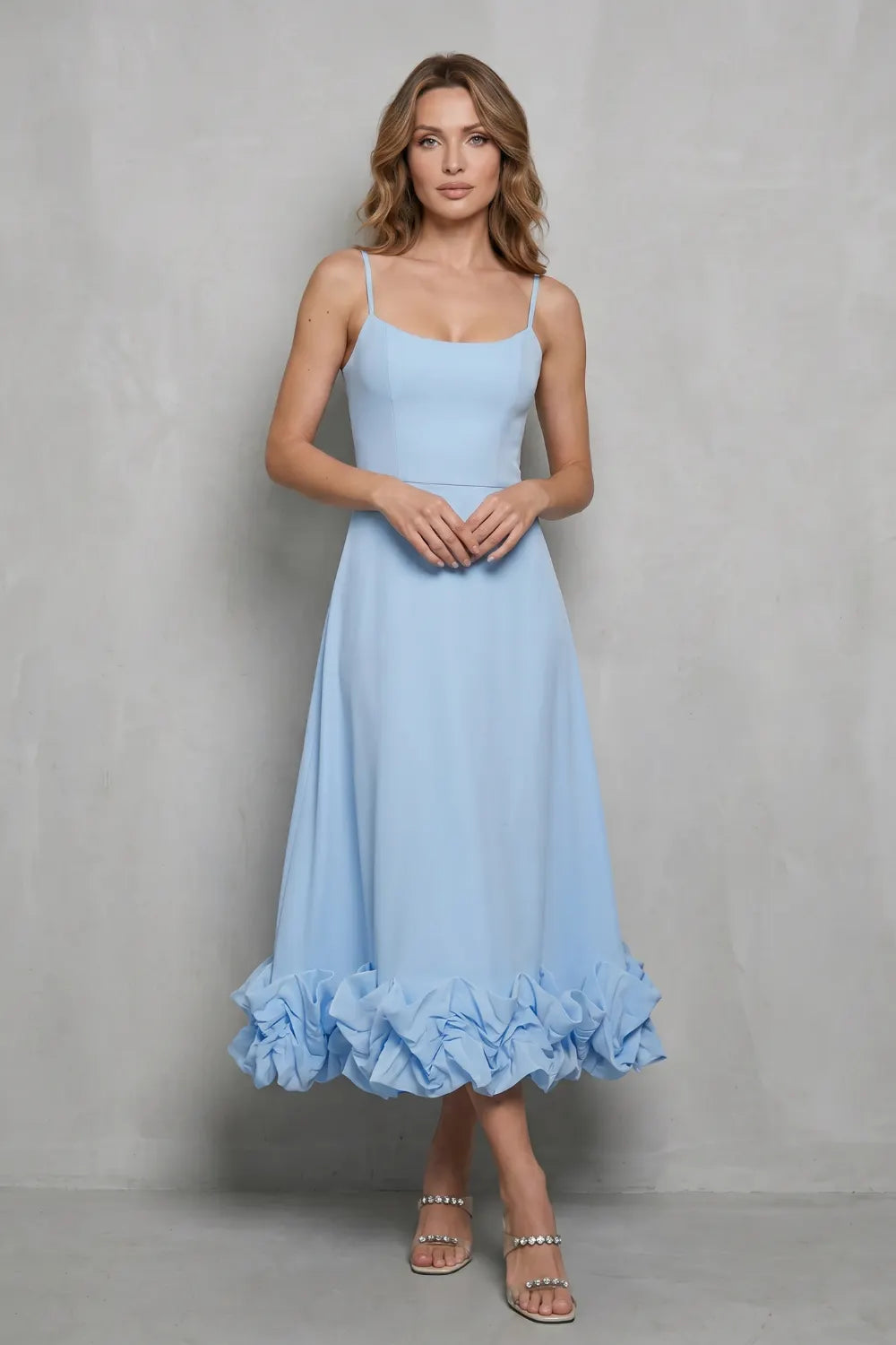 Romantic ruffle hem – Sleeveless midi dress