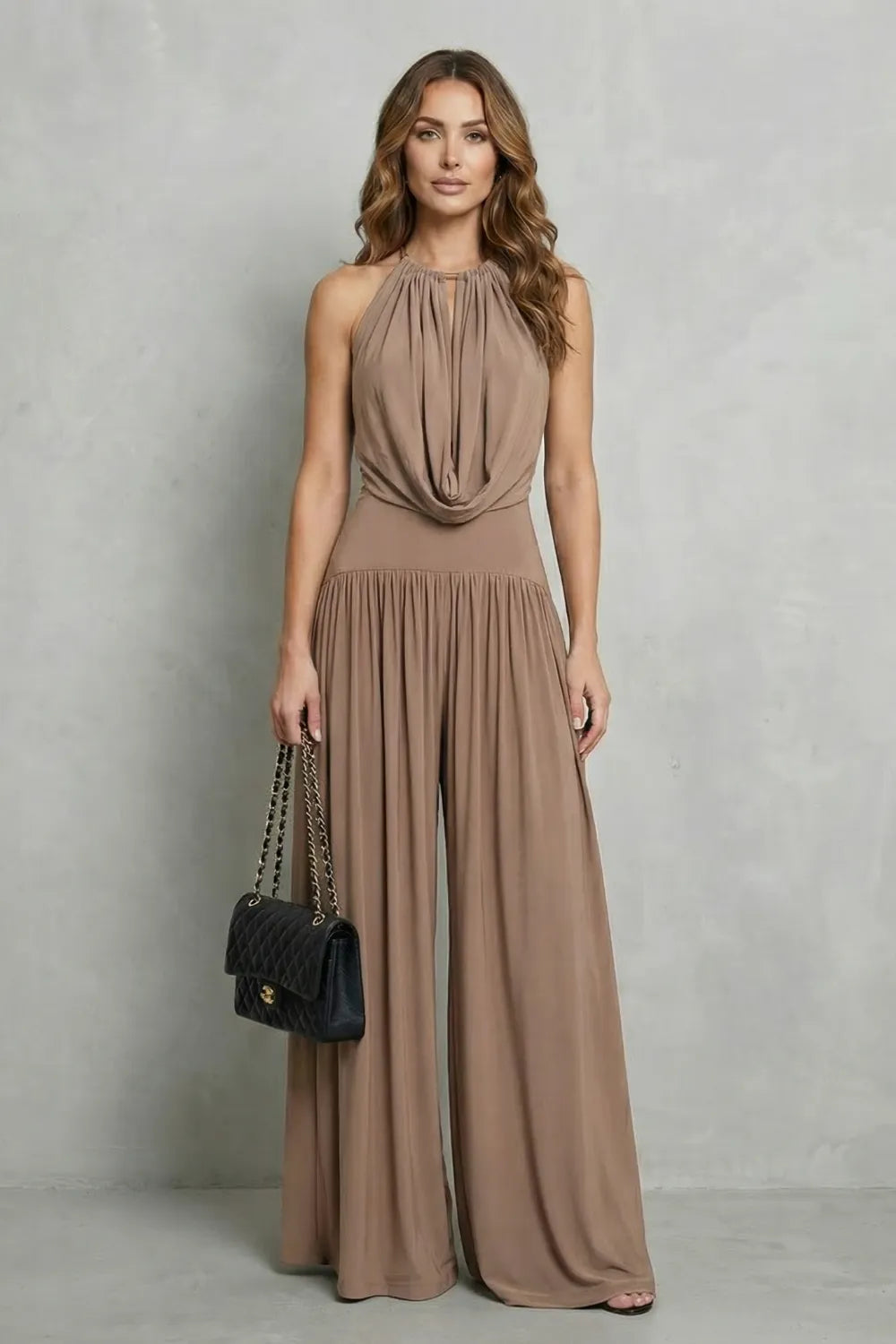 Draped halter elegance – Two piece set