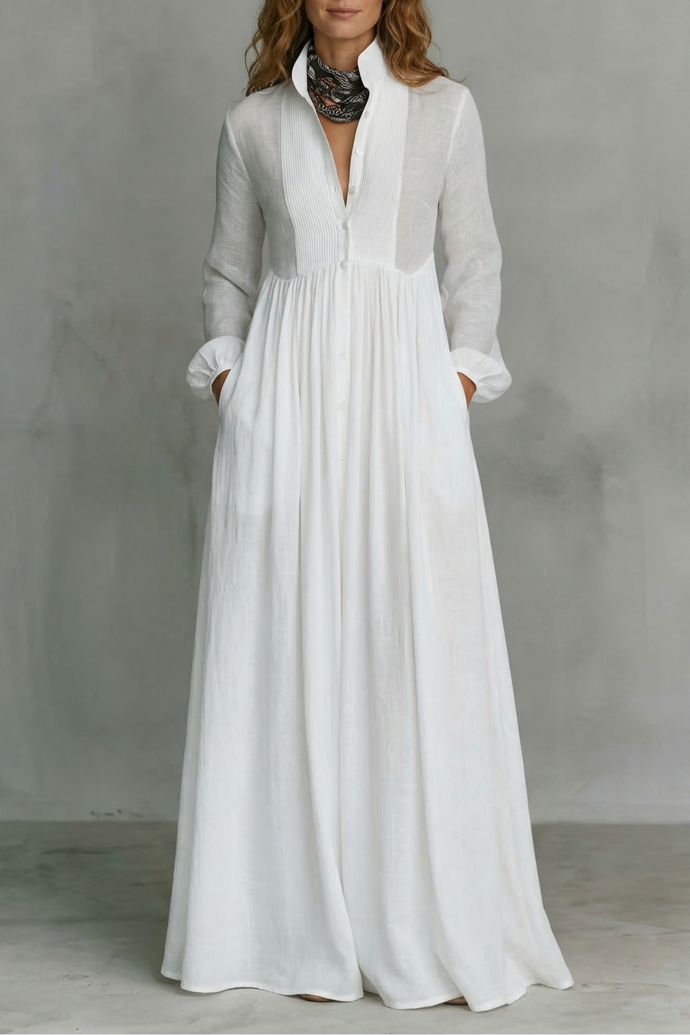 Timeless minimalism – Mao collar maxi dress