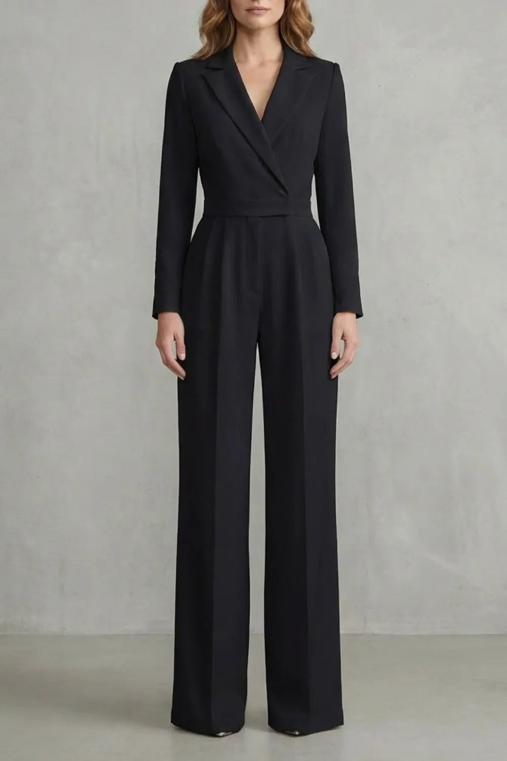 Slant-breasted Mid-waist Pantsuit – Elegant Commuter Jumpsuit