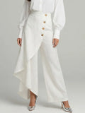 Women's Solid Color Elastic Waist Casual Loose Linen Wide-leg Pants