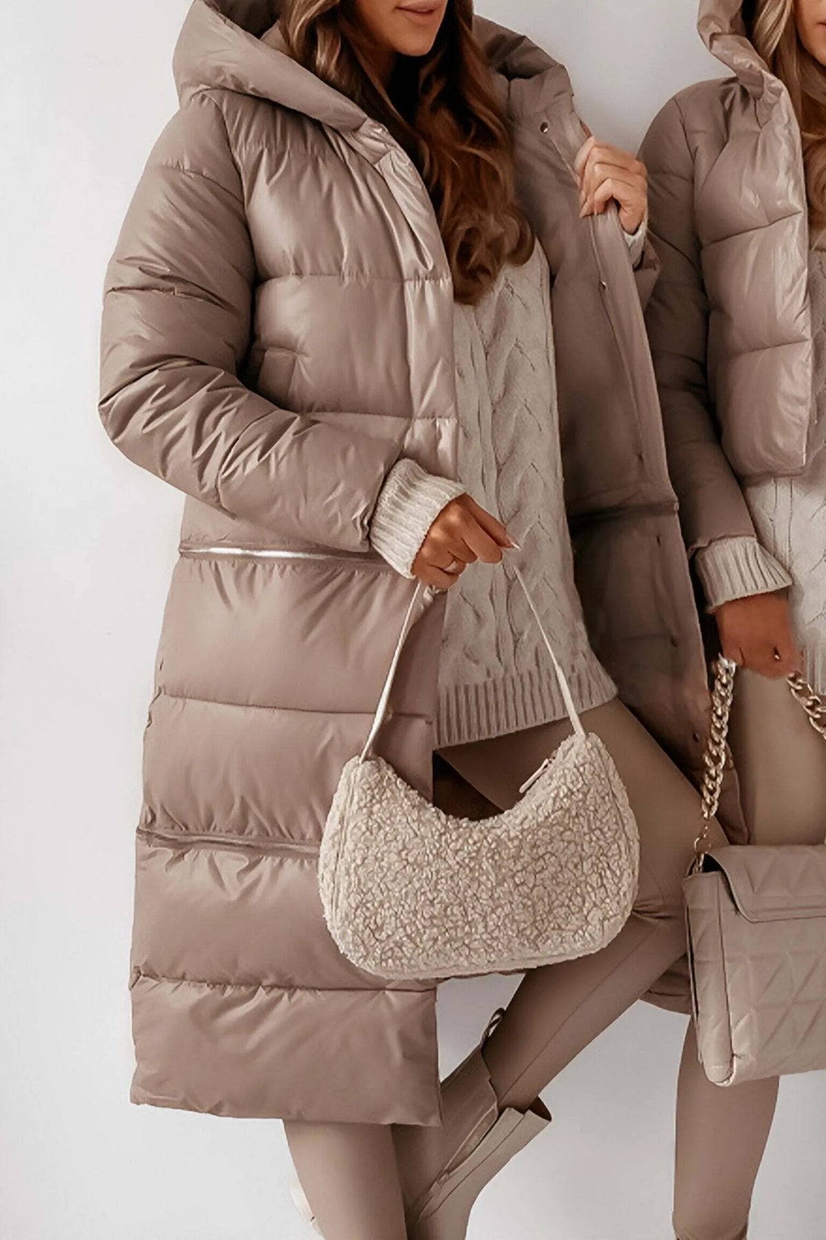 Hooded Zippered Detachable Long and Short Autumn and Winter Coat