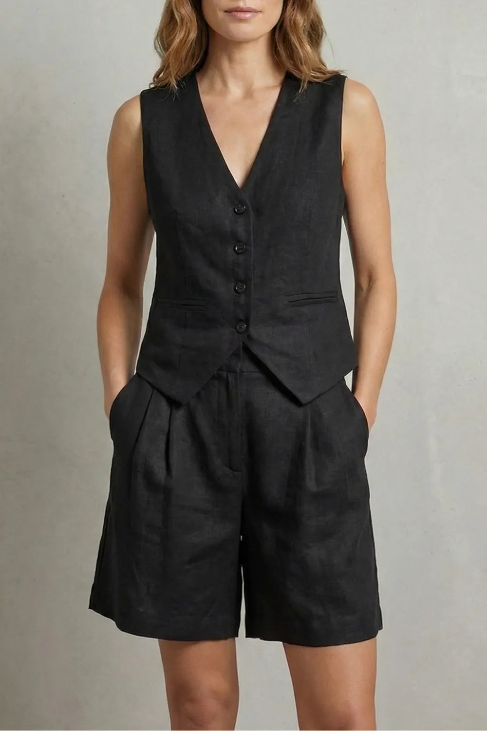 Tailored summer ease – Vest and short set