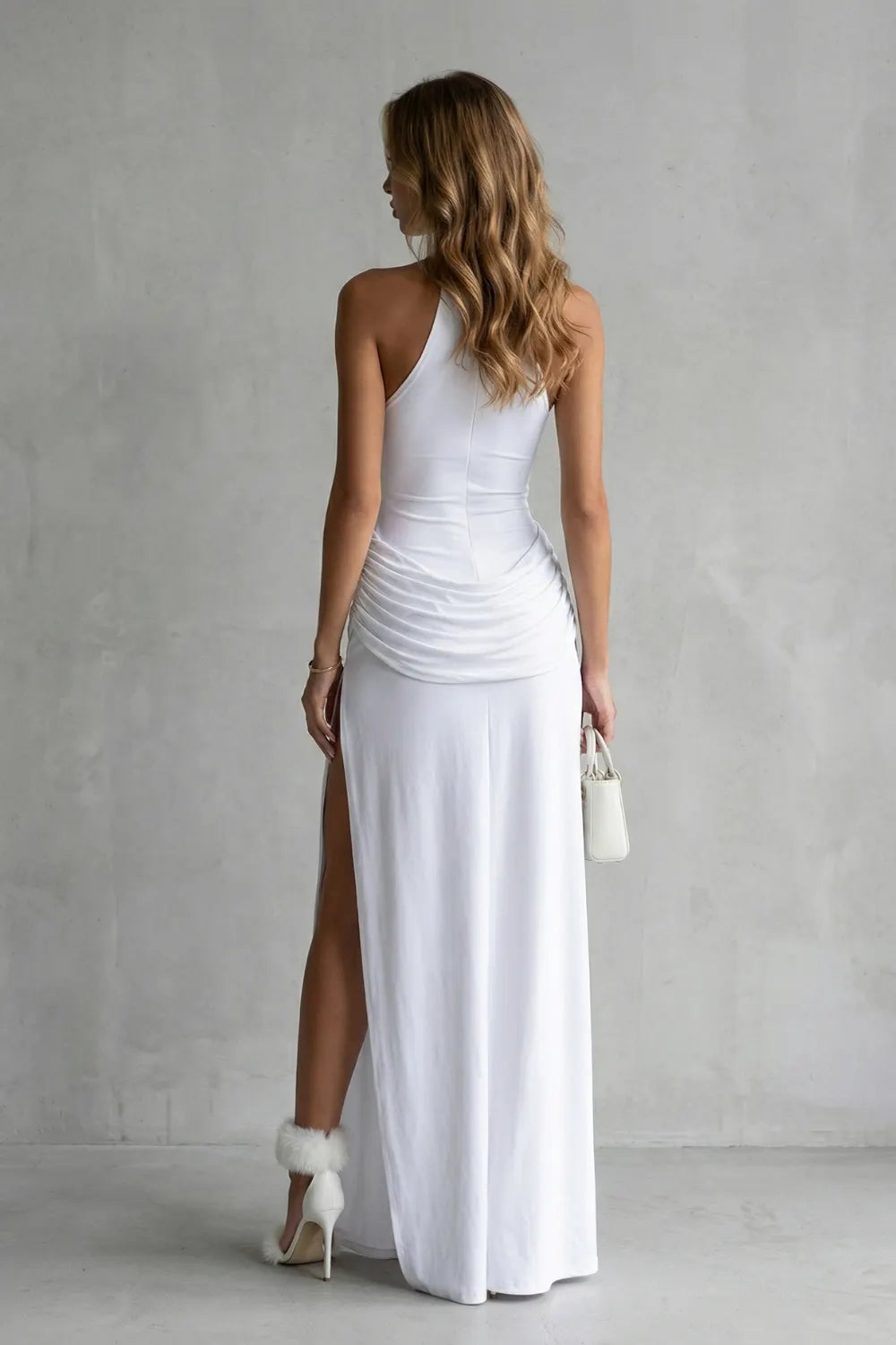 Sleek sophistication – Women’s High-Neck Sleeveless High-Slit Maxi Dress
