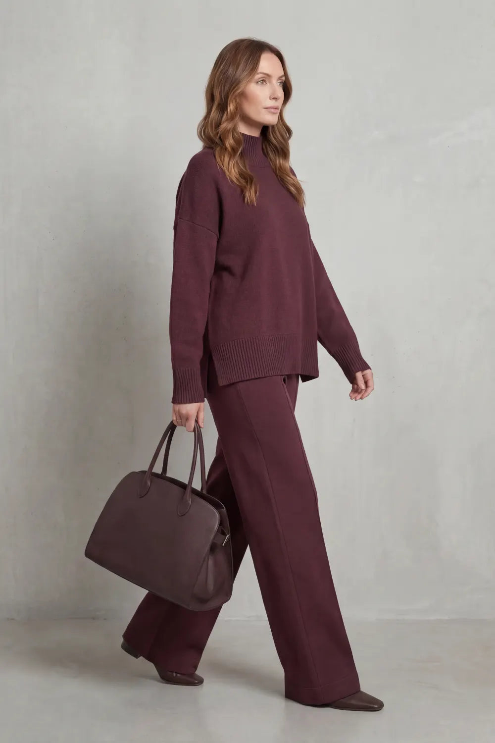 Folded collar charm – Knit lounge set