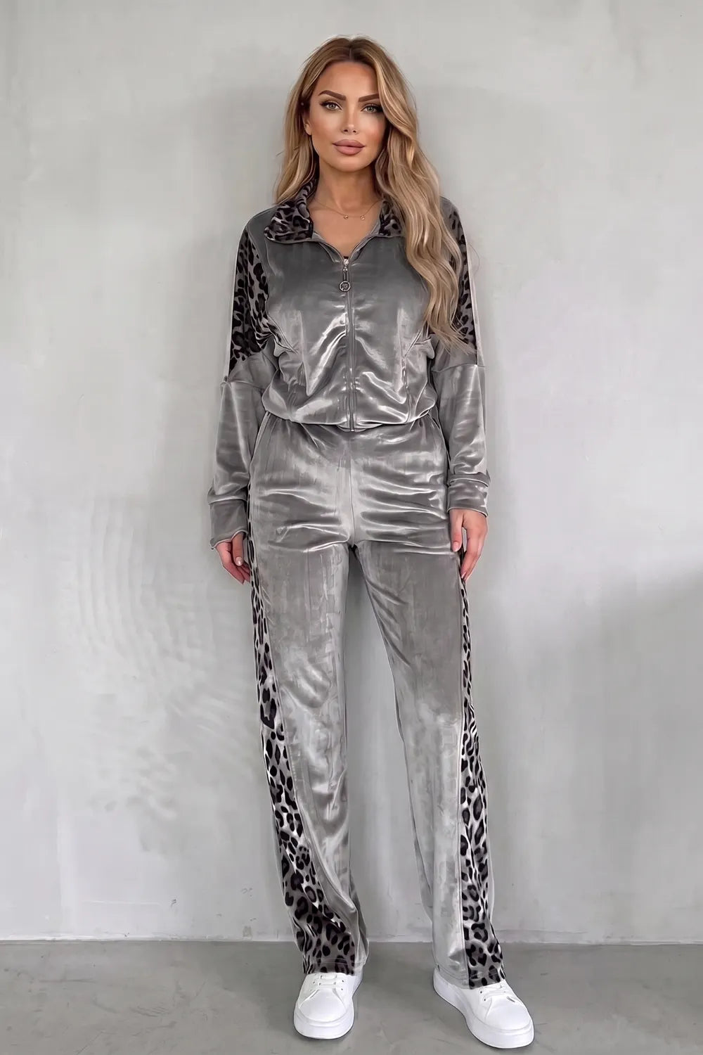 Leopard contrast athleisure – Three-piece set